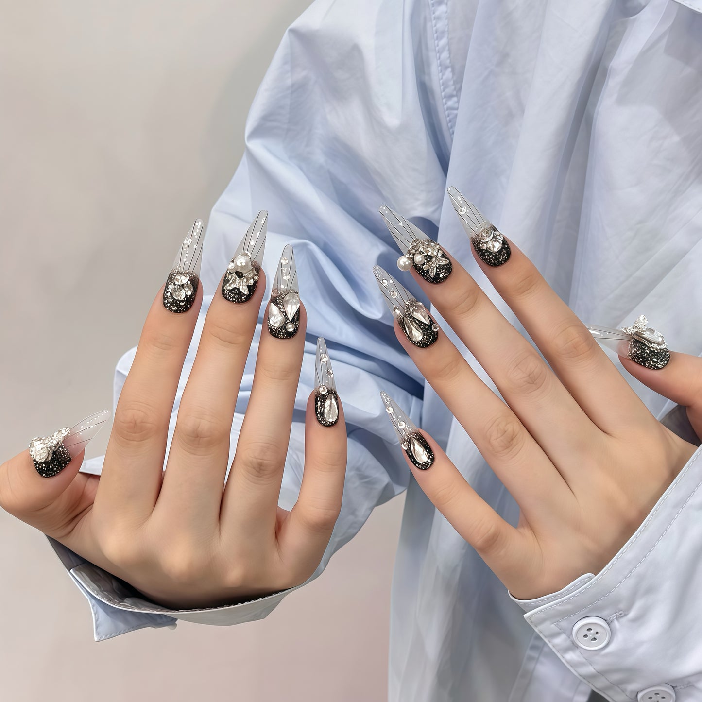 ZX-1870-AM-Shiny Diamonds Nails