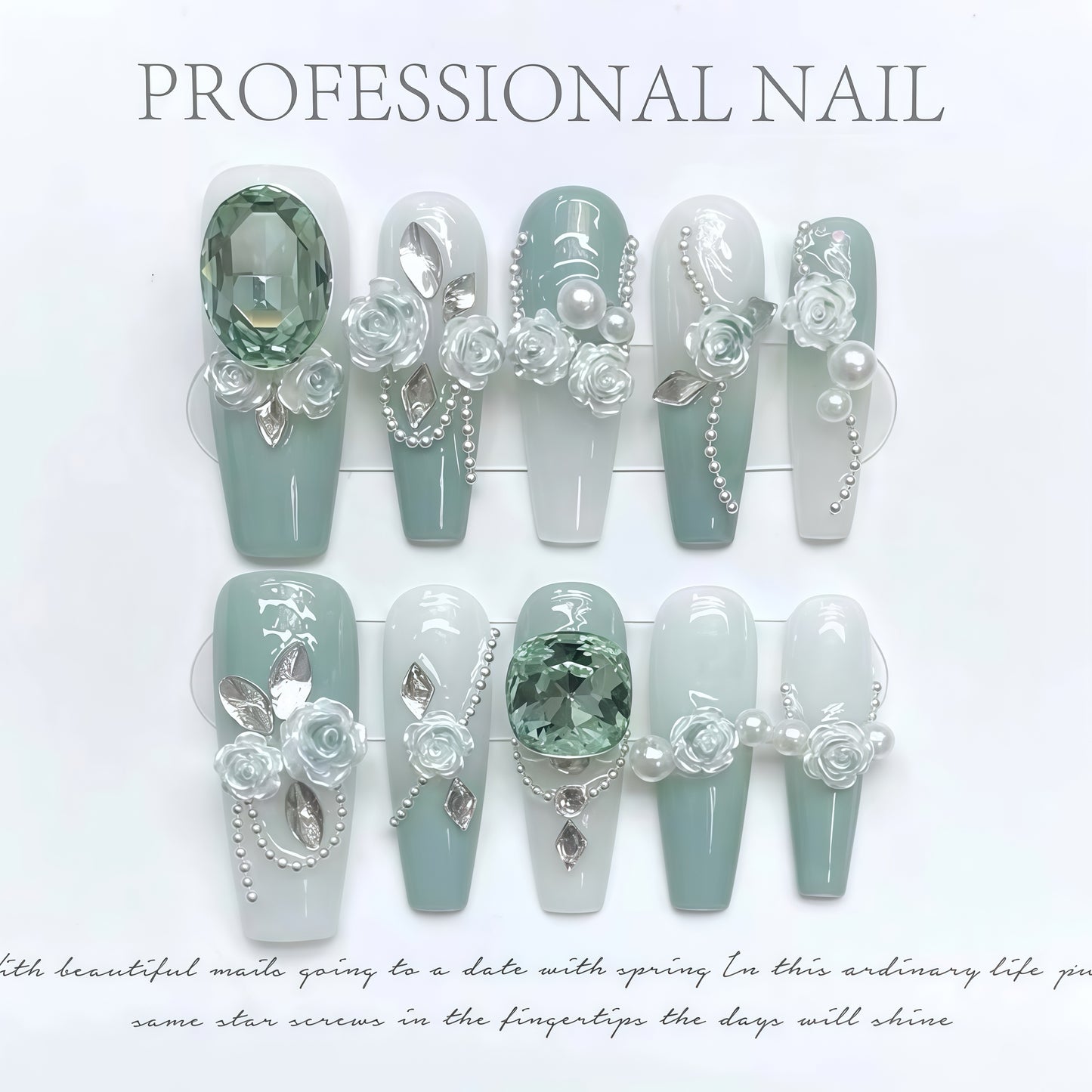 ZX-1066-CH-Shiny Diamonds Nails