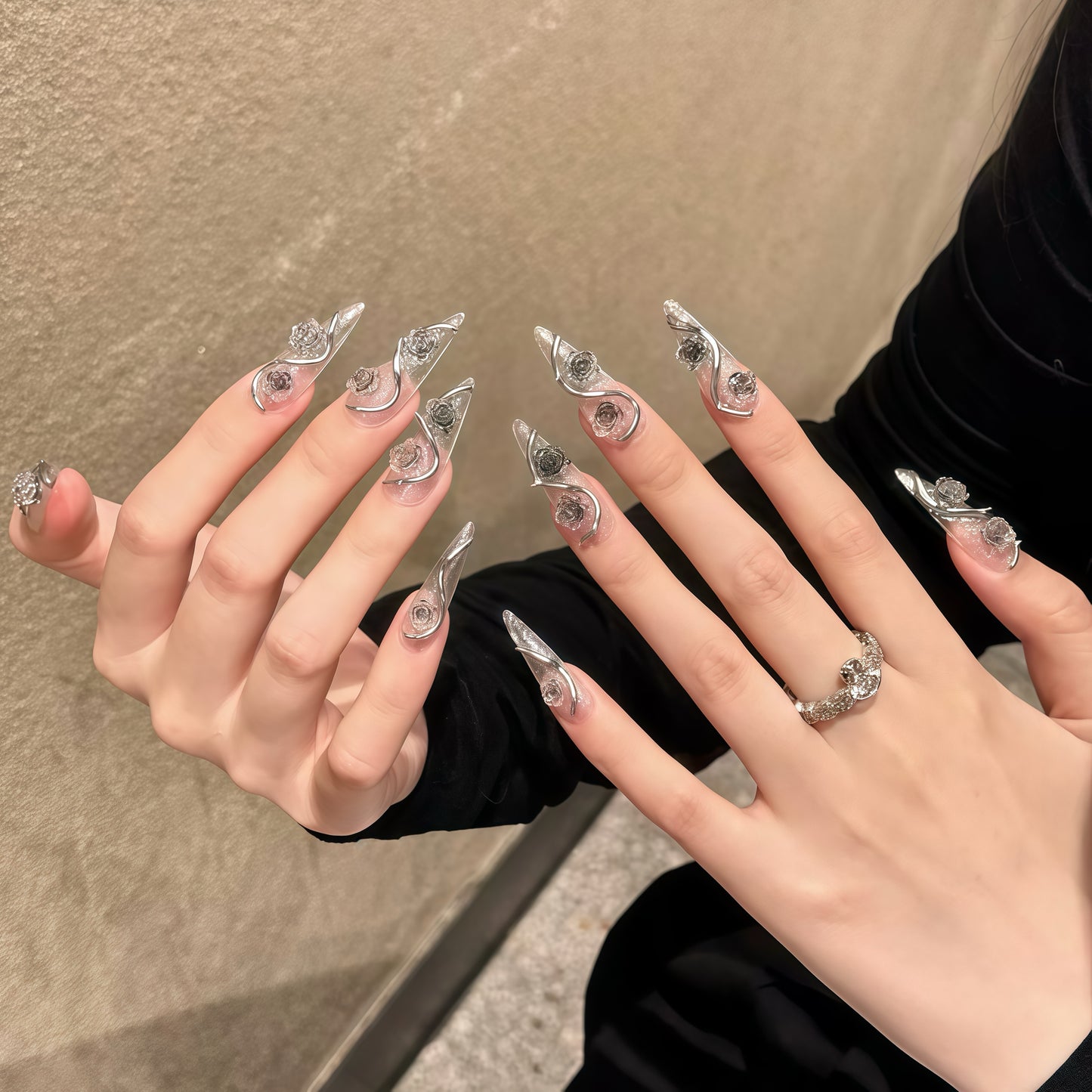 ZX-2089-CH-Shiny Diamonds Nails