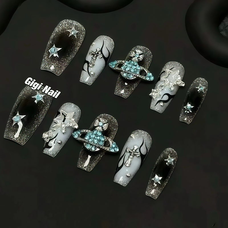 ZX-1928-AM-Shiny Diamonds Nails