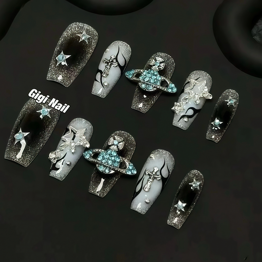 ZX-1928-AM-Shiny Diamonds Nails