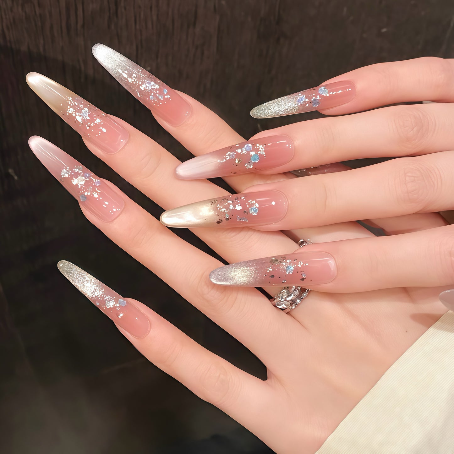 ZX-578-CH-Shiny Diamonds Nails
