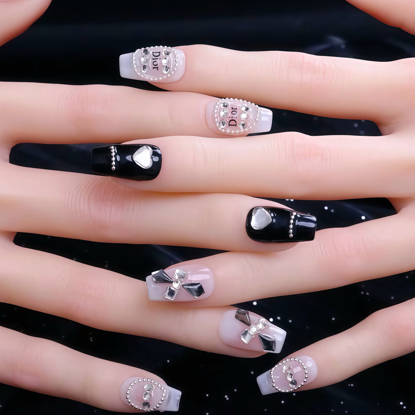 ZX-412-AM-Shiny Diamonds Nails
