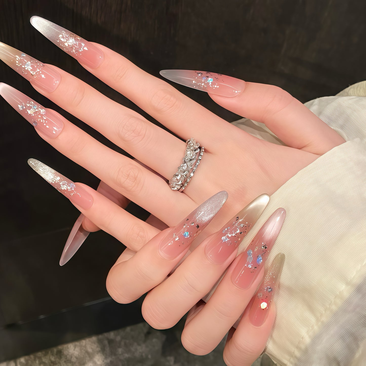 ZX-578-CH-Shiny Diamonds Nails