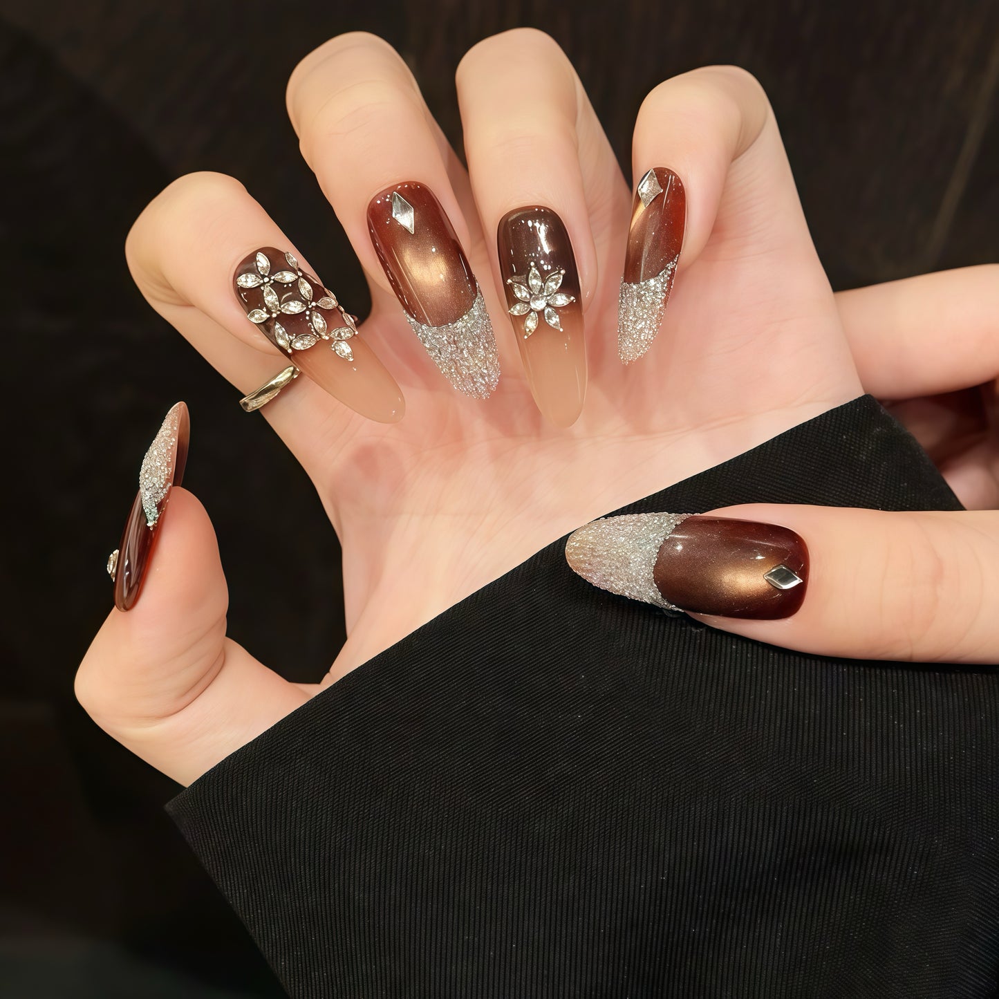 ZX-1317-AM-Shiny Diamonds Nails