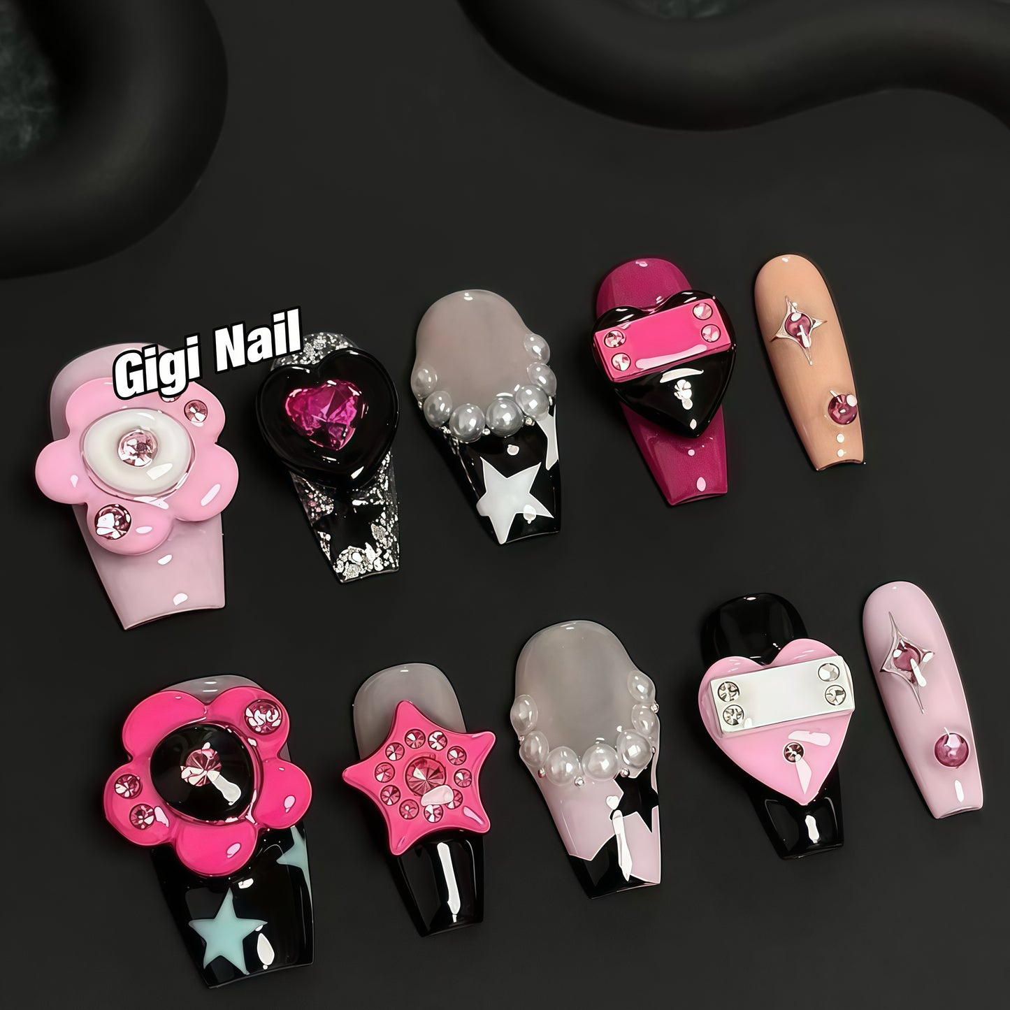 ZX-1395-CA-Shiny Diamonds Nails