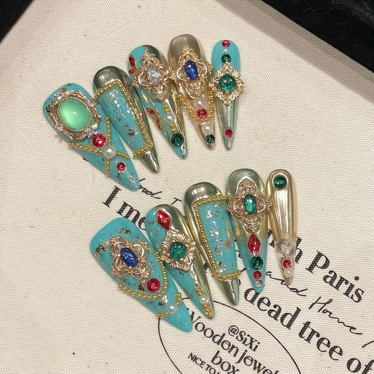 ZX-2717-CH-Shiny Diamonds Nails