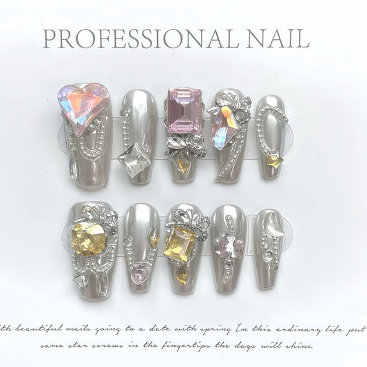 ZX-1047-AM-Shiny Diamonds Nails