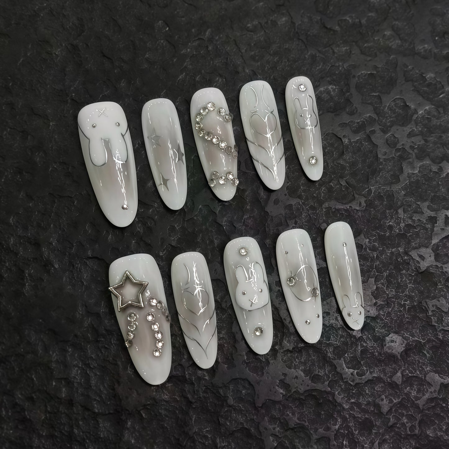 ZX-1772-CA-Shiny Diamonds Nails