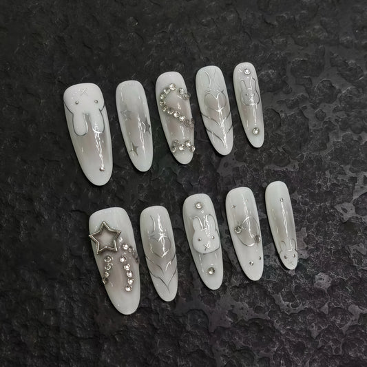 ZX-1772-CA-Shiny Diamonds Nails