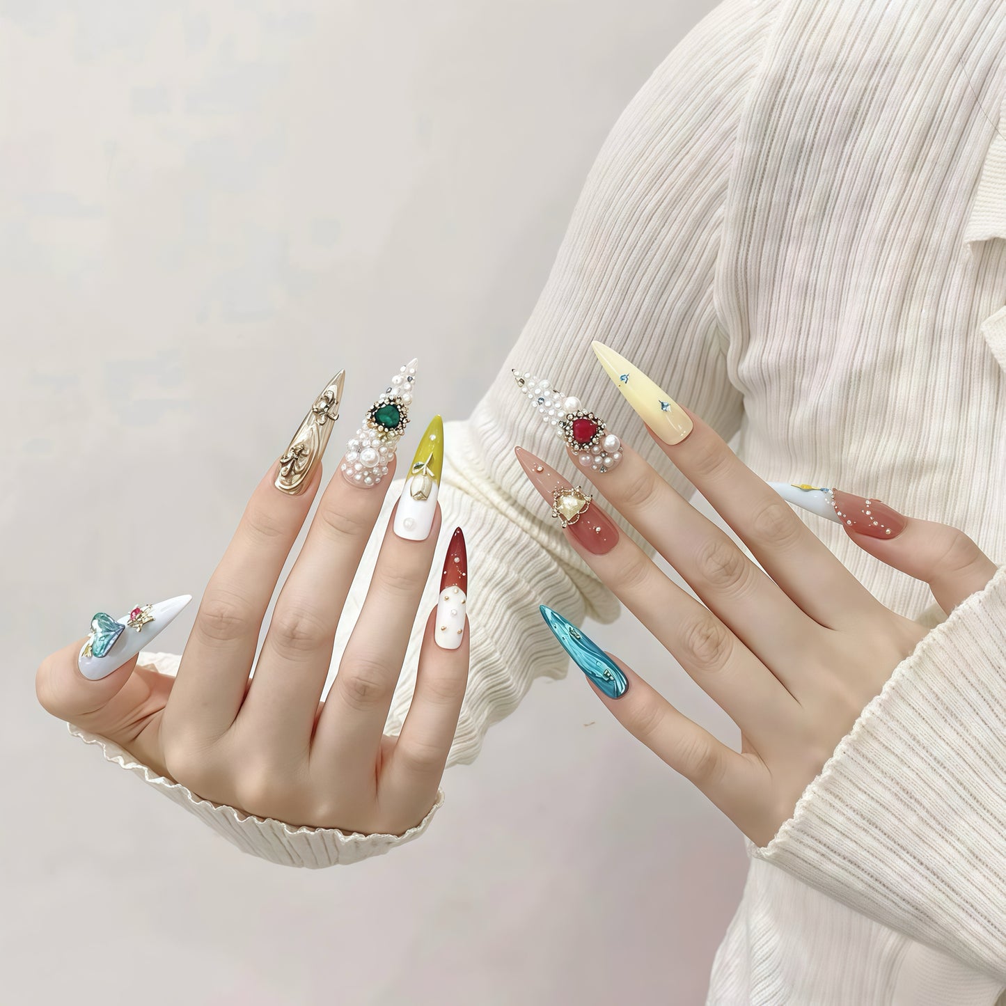 ZX-1957-AM-Shiny Diamonds Nails