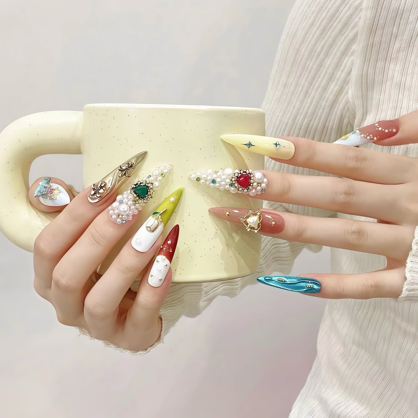 ZX-1957-AM-Shiny Diamonds Nails