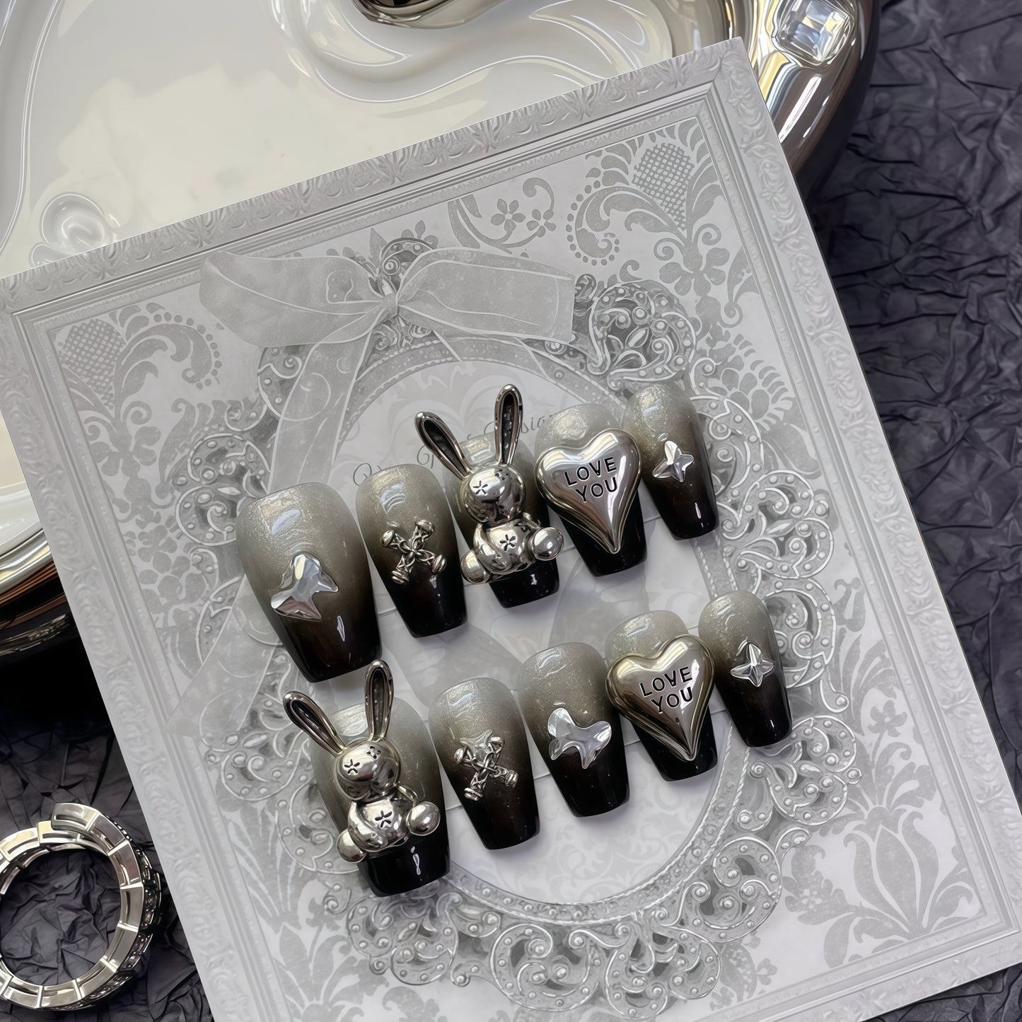 ZX-1262-CA-Shiny Diamonds Nails