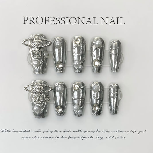 ZX-648-AM-Shiny Diamonds Nails