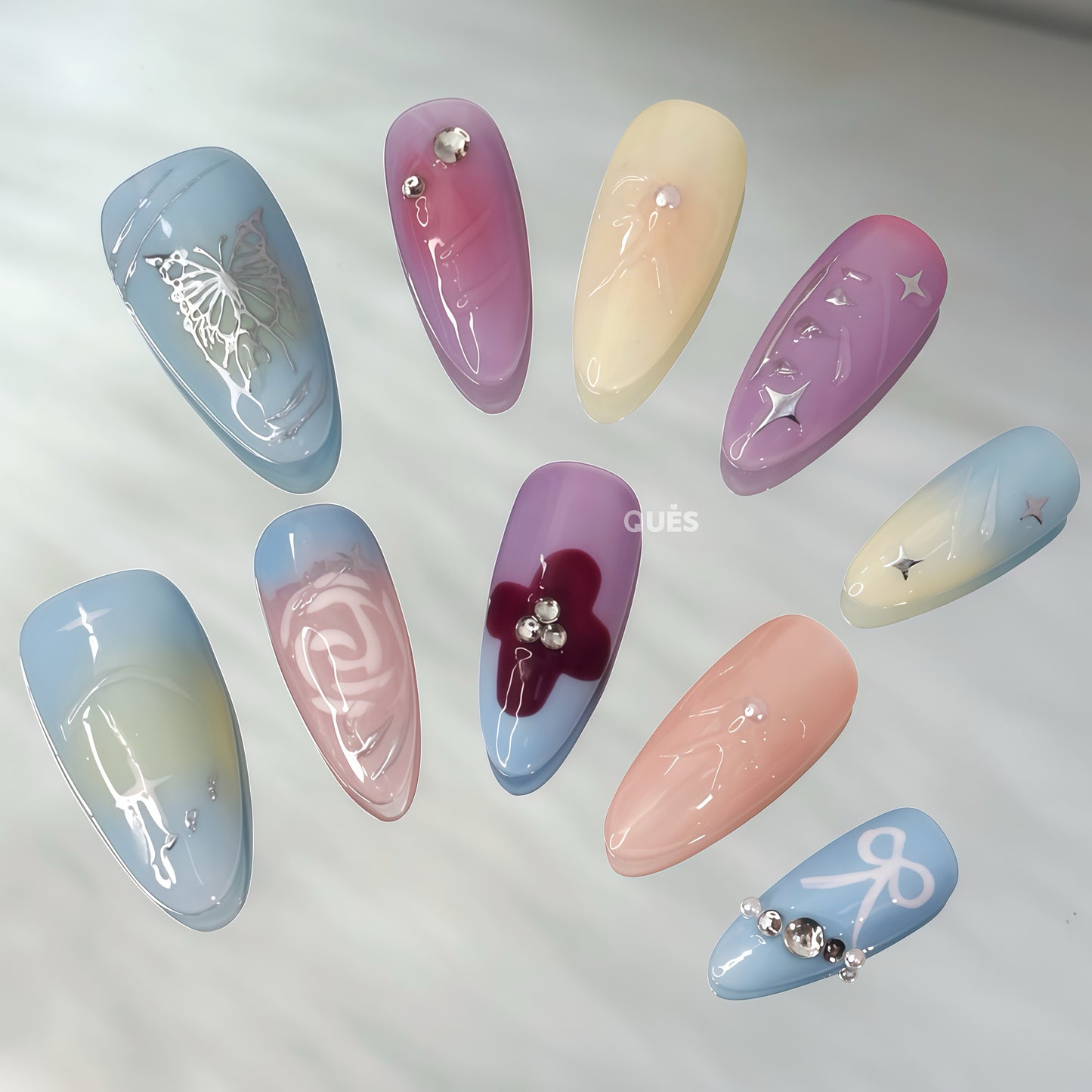 ZX-1826-CA-Shiny Diamonds Nails