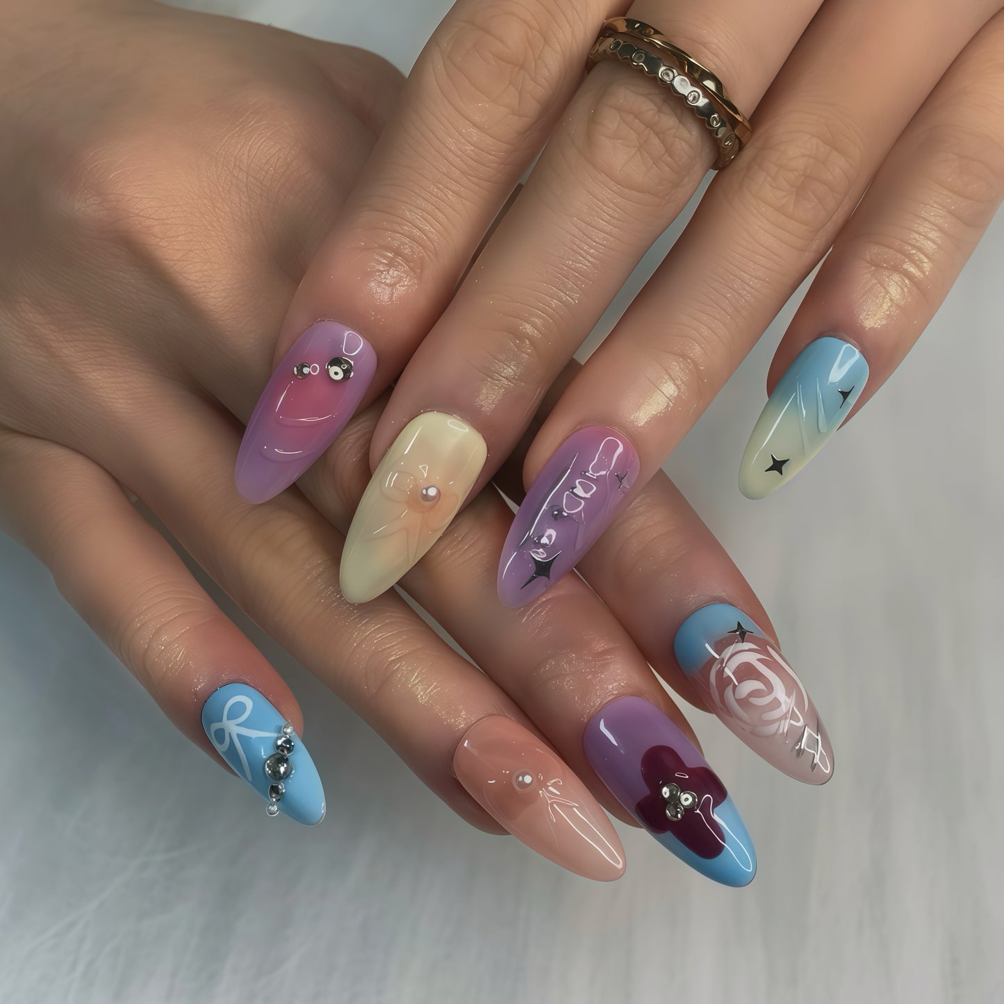 ZX-1826-CA-Shiny Diamonds Nails