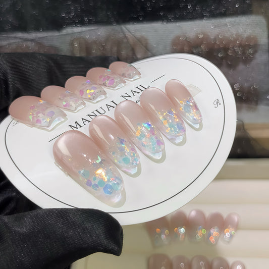 ZX-1796-CA-Shiny Diamonds Nails