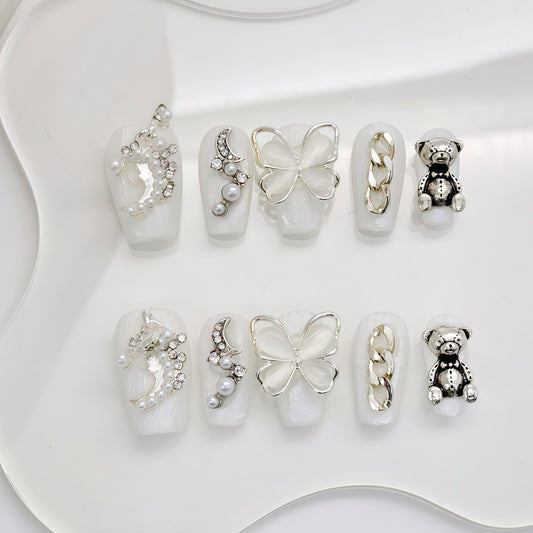 ZX-611-CA-Shiny Diamonds Nails