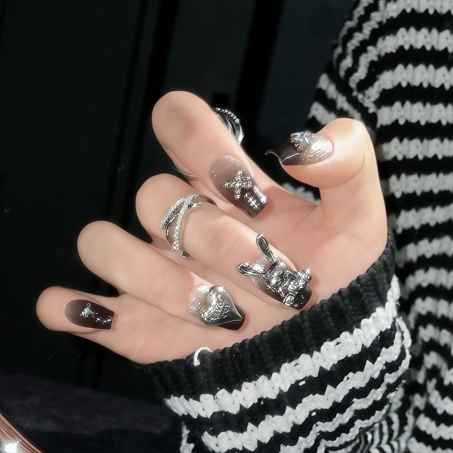 ZX-1262-CA-Shiny Diamonds Nails