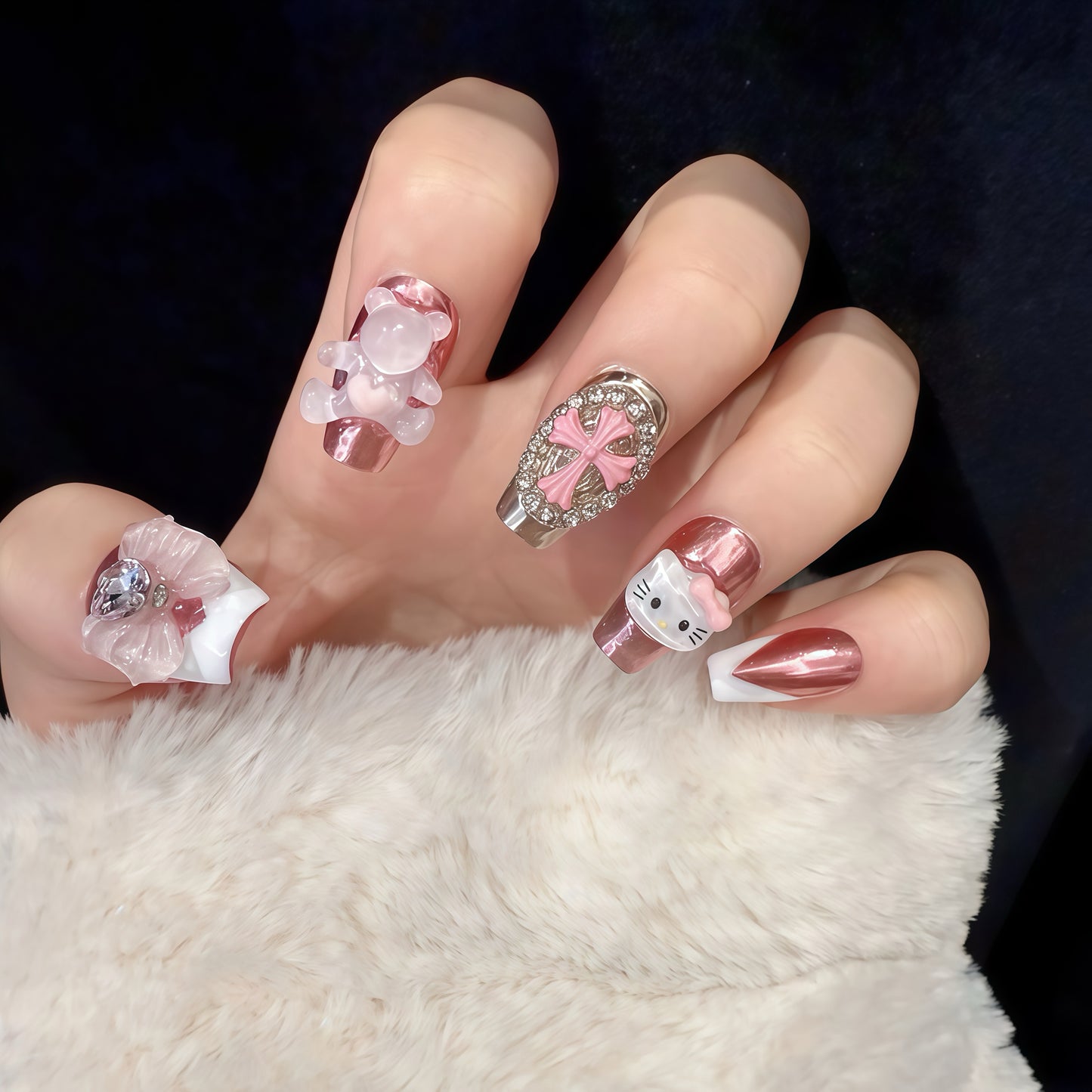 ZX-834-CA-Shiny Diamonds Nails