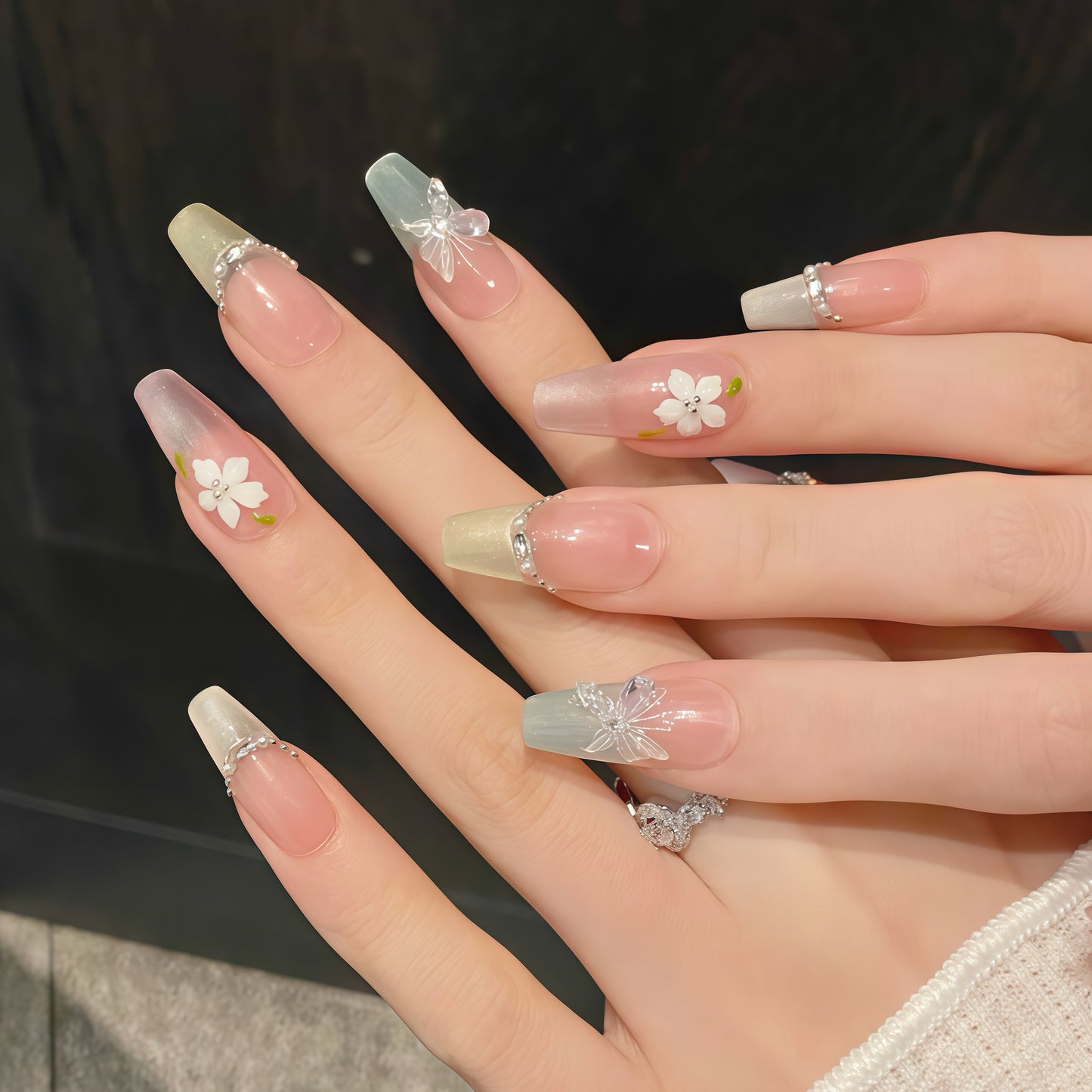 ZX-254-CA-Shiny Diamonds Nails