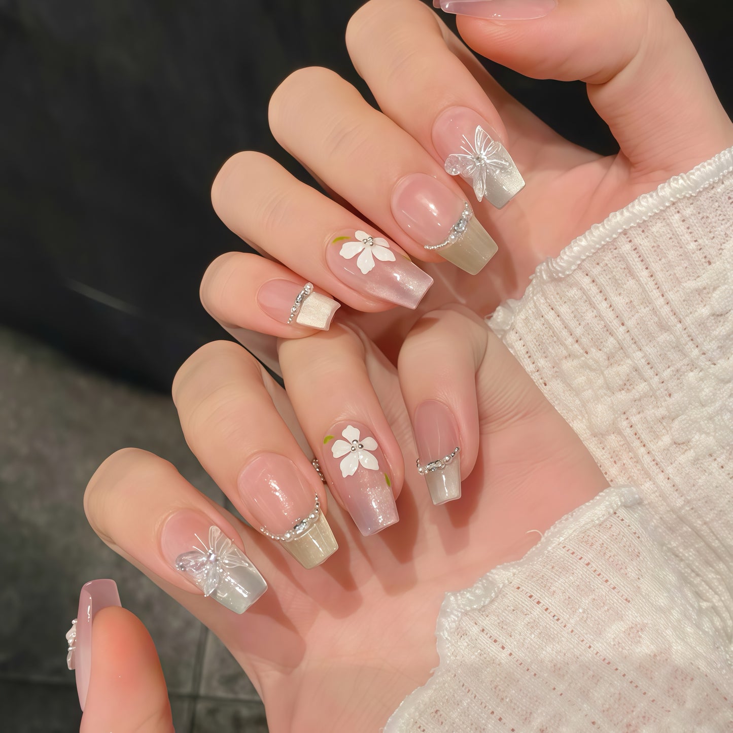 ZX-254-CA-Shiny Diamonds Nails