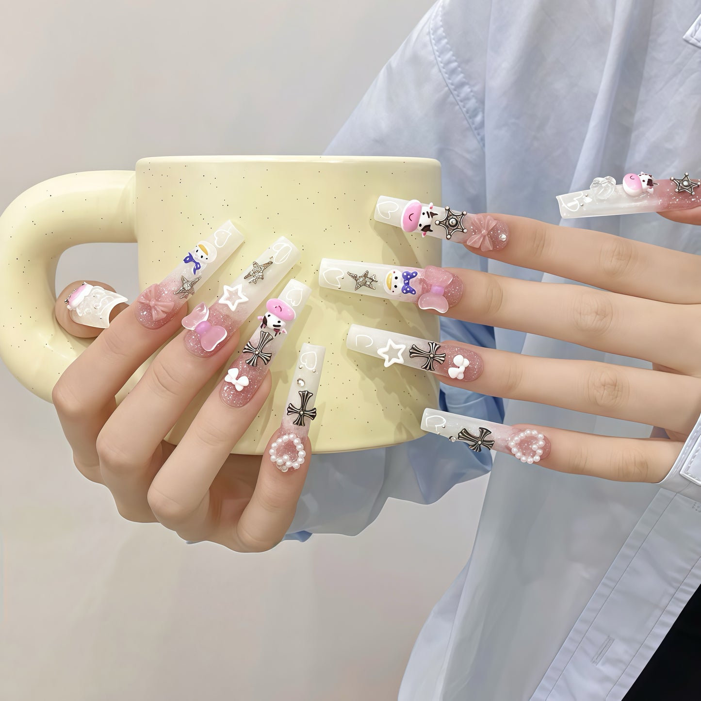 ZX-1844-CA-Shiny Diamonds Nails