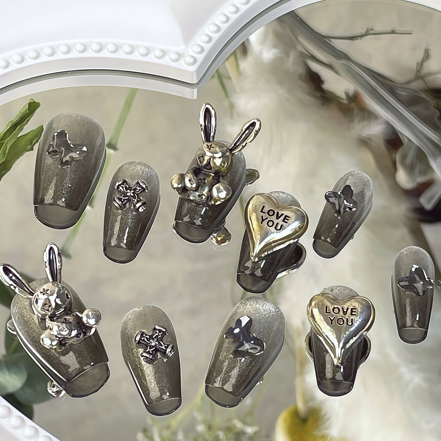 ZX-1262-CA-Shiny Diamonds Nails