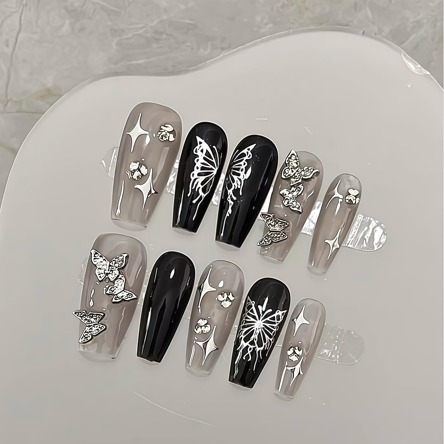 ZX-24-CH-Shiny Diamonds Nails